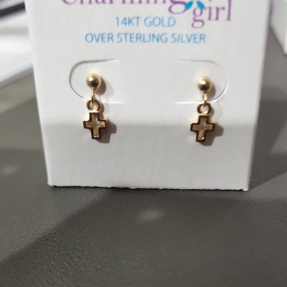 Gold Cross Earrings